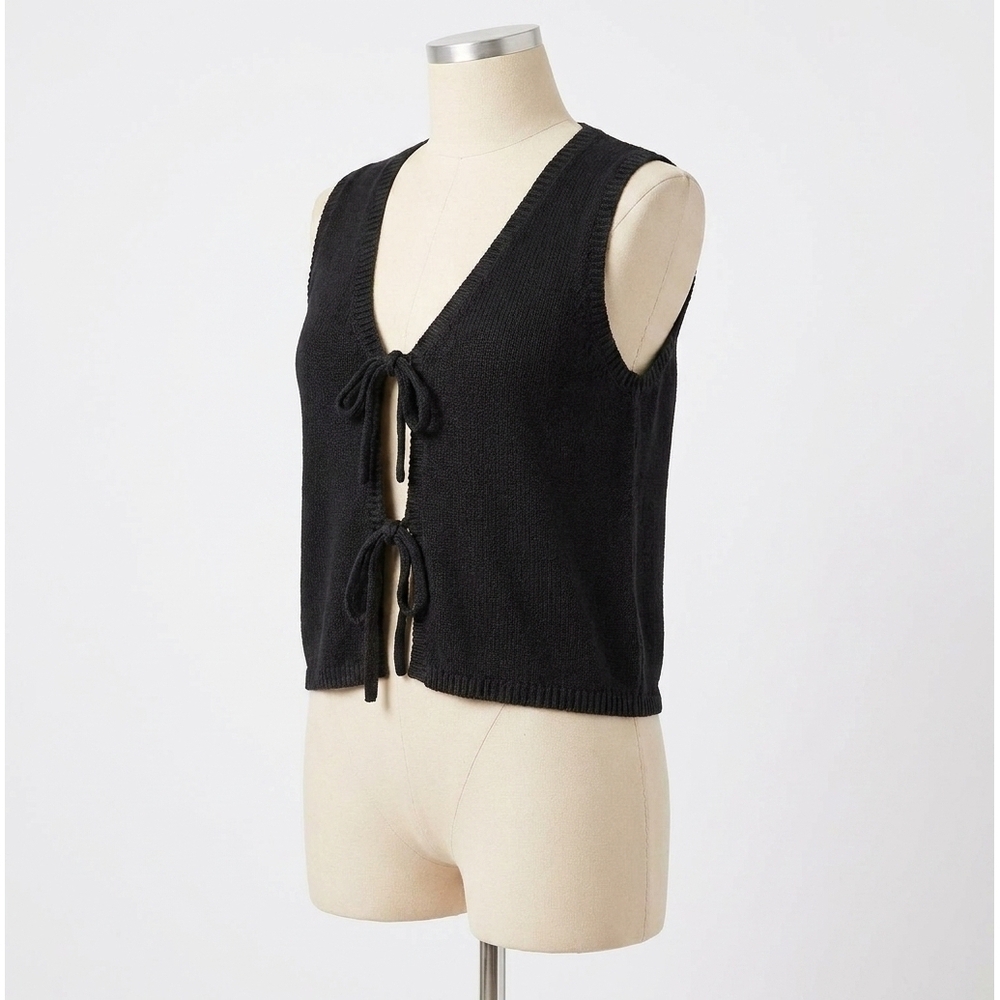 NEW BELLA DAHL tie front vest in black